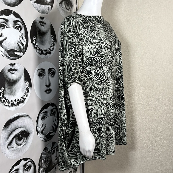 Bryn Walker Green & Black Relaxed Fit Tunic Top, Sz S, USA Made! New With Tags - Picture 3 of 11